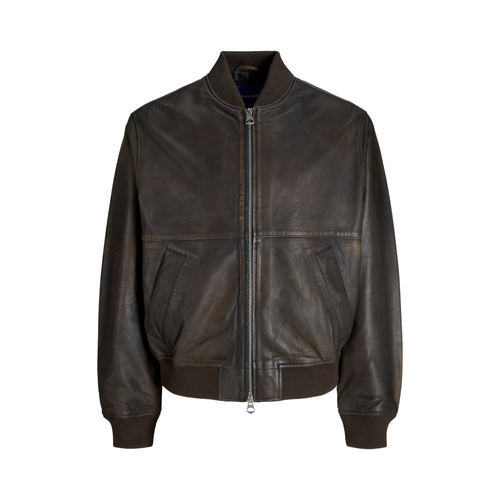 Jack&Jones Leather bomber jacket (Chocolatte Brown)