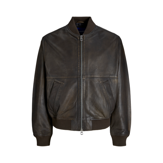 Jack&Jones Leather bomber jacket (Chocolatte Brown)